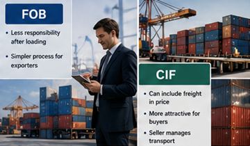 Exportateur gérant une expédition internationale de marchandises et des accords de transport