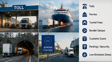 Routes à péage en Europe, transport par ferry et coûts logistiques aux frontières pour le fret international