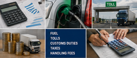 Calculs de tarification du transport, coûts de fret, péages, carburant et dépenses de logistique internationale