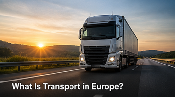 Système de transport européen : camions, trains, navires et avions acheminant des marchandises à travers l’Europe, réseau logistique