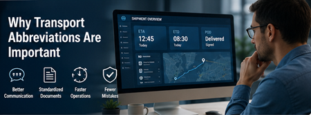 Responsable transport vérifiant le statut d’expédition avec les informations ETA et POD sur un tableau de bord logistique