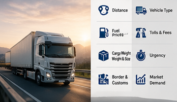 Facteurs de tarification logistique incluant distance, carburant, péages, marchandise et planification du transport en Europe