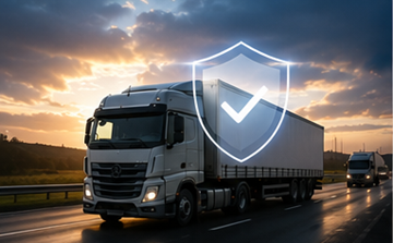 Transport routier et protection des marchandises représentant l’assurance et la gestion des risques en logistique