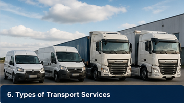 Différents services de transport : camions, utilitaires, livraison express, types logistiques