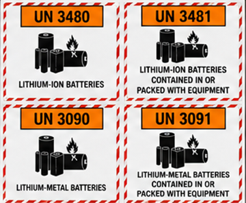 Numéros ONU et étiquettes ADR pour le transport de batteries au lithium en Europe