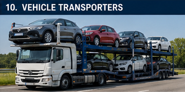 Transporteur de véhicules acheminant plusieurs voitures à travers l’Europe