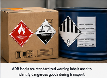Explication des étiquettes ADR pour marchandises dangereuses et des pictogrammes de danger