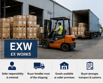 Enlèvement de marchandises en entrepôt et opérations d’expédition internationale selon les conditions EXW