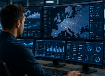 Opérateur logistique surveillant les systèmes de suivi des expéditions et de visibilité du transport en Europe