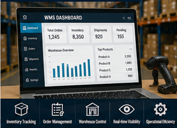 Tableau de bord numérique d’un système de gestion d’entrepôt surveillant les stocks et la logistique